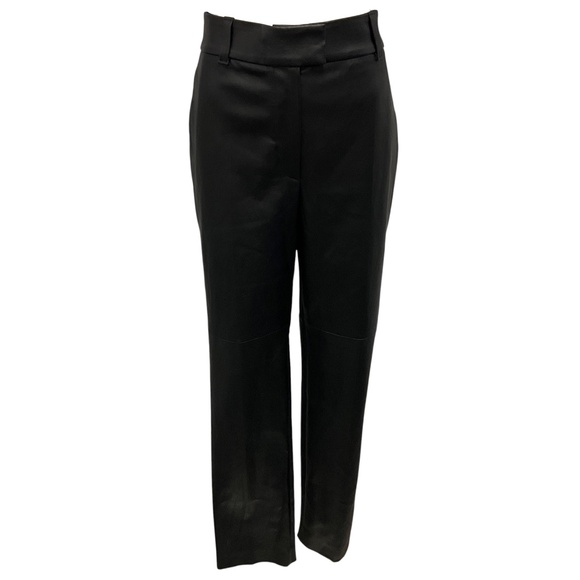 BRUNELLO CUCINELLI BLACK STRETCH NAPPA LEATHER CIGARETTE TROUSER - Picture 1 of 6